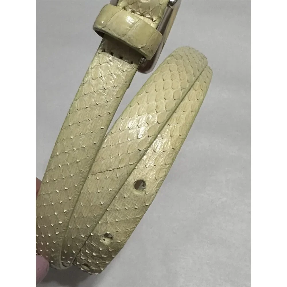 DKNY Womens Belt Snakeskin Skinny Beige Yellow Large